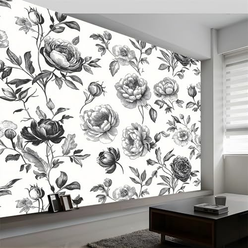 Générique Papier Peint Panoramique Pivoine Végétale Vintage, Papier Peint Personnalisée Style Vintage, Fresque Murale Moderne pour Salon ou Chambre, Peinture Murale Décorative 350 x 256 cm (L x H)