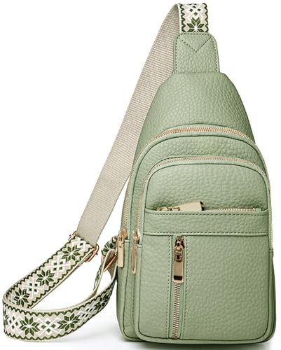 Farcauo Grün Crossbody Bag für Damen Herren Umhängetasche Brusttasche Herren Damen Sling Bag Kleine Schultertasche Diebstahlsichere Tasche mit Verstellbarem Gurt Shoulder Bag Women Men Chest Bag