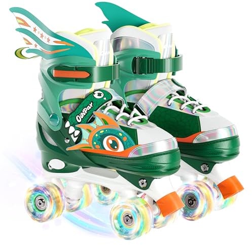 Rollschuhe für Kinder mit leuchtenden Rädern und 4 Größen einstellbar Quad Roller Skates für Mädchen und alle Anfänge