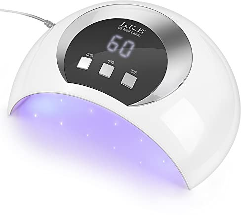 UV LED Nail Lamp, LKE 54W Nail Dryer Gel Nail Curing Lamp UV Light for Gel Nails with 3 Timers LCD Display Smart Sensor USB Plug for Fingernail Toenail