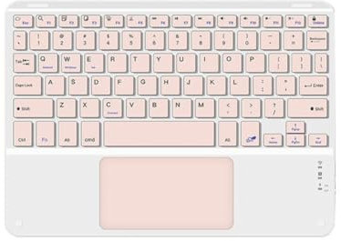 vdha Teclado Bluetooth Touchpad de 10 Pulgadas Compatible con, IPadOS, Android e iOS Inglés Rosa