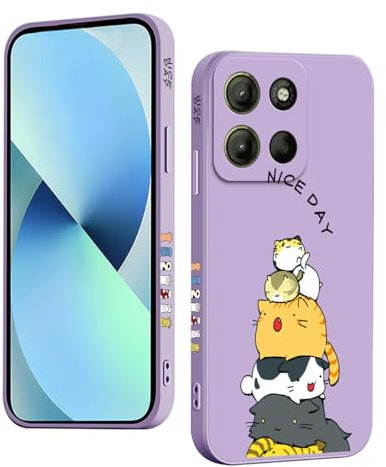 YUXING Coque pour Motorola Moto G15 Silicone Antichoc Antidérapant, Étui Protection à Motifs Mignon Durable Souple Mince Intégrale Protection Housse (Cat,Purple)