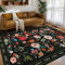Homcomodar Teppich Wohnzimmer 160x230cm Schwarz Kurzflor Teppich Schlafzimmer Vintage Floral Waschbarer Teppiche Wohnzimmer für Schlafzimmer Kinderzimmer