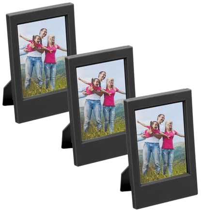 QUARKZMAN 3 Stück Mini-Bilderrahmen 2,4 x 3,5 Zoll Rechteckiger Fotorahmen, Schwarz