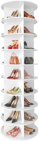 SpaceAid Drehbares Schuhregal mit 9 Ebenen, drehbares Schuhregal, drehbares Schuhregal, 360° drehbares Schuhregal, Aufbewahrung, rundes Karussell, vertikale Handtasche, drehbare Schuhe