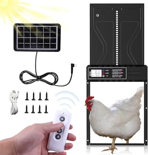 Automatic Solar-Powered Chicken Coop Door with Timer & Remote | 3 Modes, LCD Screen, IPX45 Waterproof Aluminum, Anti-Pinch Design
