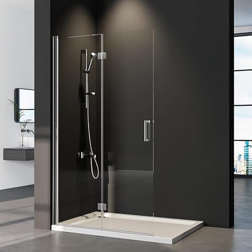 Walk in Duschwand faltbar 100x195 cm Falttür Duschtrennwand, Walk-in Klappbar für dusche mit 6mm NANO ESG Glas, 100cm Duschtür Walkin Begehbare Duschabtrennung