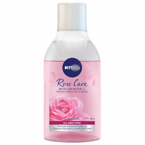 Rose Care Micellar Water 400ml - Removes Waterproof Make-Up - Cleanses Thoroughly - Purifies And Tones The Skin - With Organic Rose Water And Oil - For All Skin Types