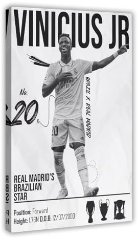 hsqxidhz Vinicius Jr Real Madrid Poster auf Leinwand, Wandkunst, Dekordruck, Bild Gemälde für Wohnzimmer, Schlafzimmer, Dekoration, 30 x 45 cm
