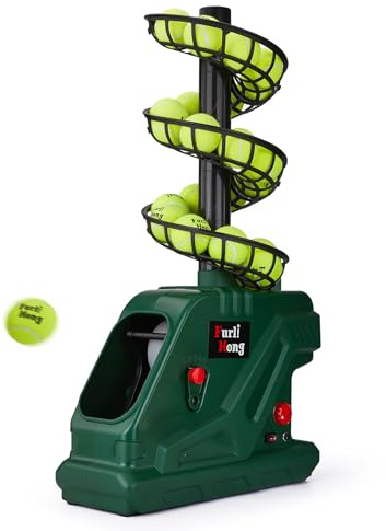 Furlihong 3819BH Machine à lance-chaussures de tennis - Vitesse maximale 30 mph, angle et intervalle réglables, contrôle de vitesse continu, batterie/adaptateur