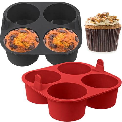webake Groß Muffinform Silikonform für Heißluftfritteuse 2 Stück 8cm Air Fryer Silikon Muffin Form Airfryer Backform für Cupcakes, Kuchen, Pudding