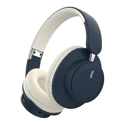 Bluetooth Headphones Over Ear, 65H Playtime HiFi Stereo Bluetooth Headphones Wireless with Deep Bass & Soft Earmuffs,Fashional Foldable Lightweight Headphones for Travel/Office/Cellphone (Blue)