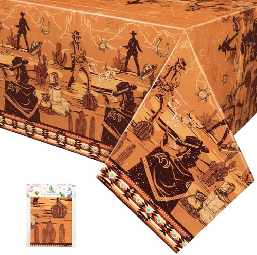 WERNNSAI 1 Stück Western Tischdecke – 1 Stück Wildwest Tischdekoration Rechteckiger Tisch Deko Geburtstagsparty Westernparty Dekoration 137cm x 274cm