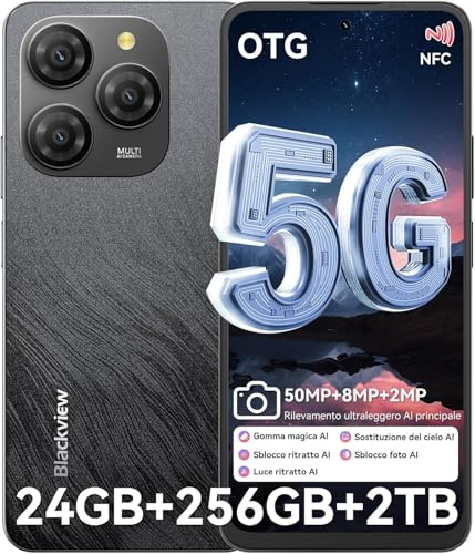 Blackview Shark 9 Smartphone 5G, Telefono Cellulare, 24(8+16) GB+256GB/2TB, 50MP+8MP Super PD, 6.67 Schermo Telefoni, 5000mAh/18W, Octa-Core 2.7GHz, NFC/OTG/Fingerprint/GPS/Tipo-C/3.5mm Jack