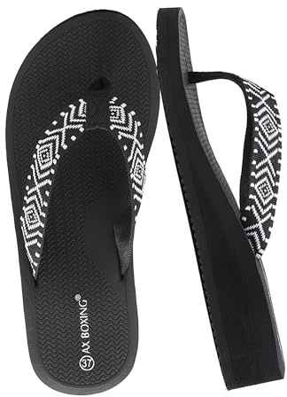 AX BOXING Infradito Donna Zeppa Leggero Ciabatte Wedge Sandali Estive Platform Comodi Pantofole per Mare Spiaggia e Piscina Interno Esterno 36-41 EU
