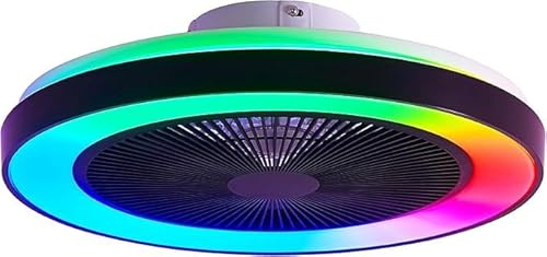 EKDADL 50CM RGB Deckenventilator mit Beleuchtung und Fernbedienung,Moderne LED Deckenleuchte mit Ventilator,6 Geschwindigkeiten Stufenloses 3000-5500K Dimmen RGB Deckenventilator mit Lampe