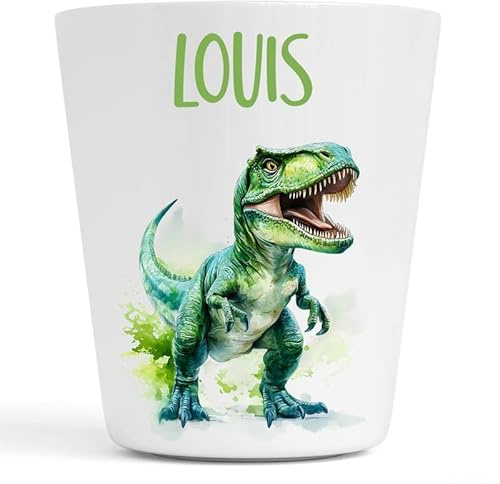 Générique Gobelet en Plastique pour Enfants | Gobelet Personnalisé avec Nom |Verre Plastique Incassable Personnalisé motif dinosaures (Dino LOUIS)