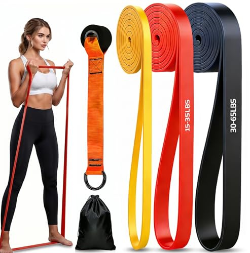 Resistance Bands Set, Widerstands & Fitnessbänder TPE Latex-frei | 4,5 mm TPE, latex-frei & reißfest. Für Klimmzug, Yoga, Pilates – tragbares Heimgym mit Türanker & Tasche.