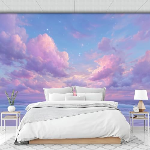 Tapete Fototapete 3d Effekt Natürlich Wolken Wandbild Wanddeko für Wohnzimmer Schlafzimmer, Tapeten Fototapete Sonnenuntergang Am Strand 150×105cm Design Tapete Fototapeten