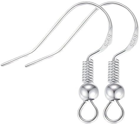 120Pcs Silver Earring Hooks,Silver Earrings Hooks 925 Sterling Silvers Ear Wires with Spring Ball,Earrings Making Supplies Suitable DIY Jewelry Customize Making,French Wire Earring Hook Kit