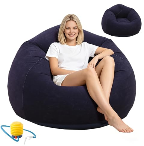 ALKNOT Aufblasbarer Sessel Sitzsack, Tragbares & Wasserdichtes Luftsofa für Outdoor, Camping, Strand, Pool und Reisen | Aufpumpen, Tragbar, Bequem (Blau)