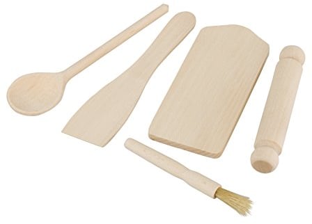 Tala FSC Certified Kids Wooden Baking Set, Eco-Friendly Children’s Kitchen Utensils Toy, Includes Spoon, Spatula, Pastry Brush, Rolling Pin & Chopping Board, Safe & Sustainable Play