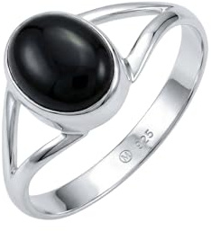 mantraroma Silberring Damen 925 Sterling Silber – ovaler Edelstein Ring 7 x 9 mm, schlichter minimalistischer Damenschmuck modern elegant, Geschenk für Frauen