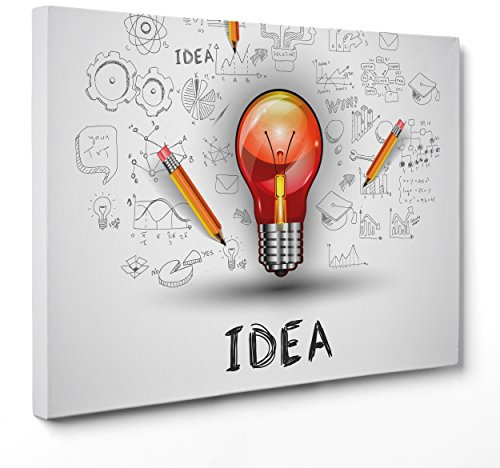 Quadro su Tela Canvas - INTELAIATO - Pronto da Appendere - Idea Lampadina - Motivazionale Marketing Infografica - 30x40cm - Senza Cornice - (cod.3502)
