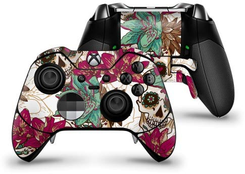 XBOX ONE Elite Controller Skin - Design Aufkleber Skull Flower White
