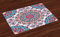 ABAKUHAUS Ethnisch Platzmatten, Orientalische Art Floral Retro, Waschbare Stoff Esszimmer Küche Tischdekorations Digitaldruck, Hellblau Rot