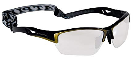FAT PIPE Floorball & Unihockey Schutzbrille JUNIOR Farbe: Schwarz/Gold | mit IFF Zertifikat für geprüfte Qualität