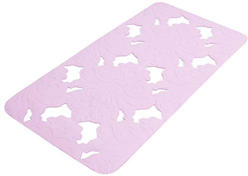 Lashuma Sicherheitseinlage Barocco Zart Violett, Kautschukmatte für Wanne 72x36 cm, Antirutschmatte mit Saugnäpfen