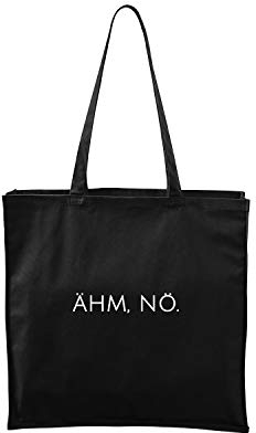 OwnDesigner Ähm nö Jute Einkaufstasche Baumwolltasche Waschbar mit Aufdruck Stofftasche Motive Beutel Jutebeutel (Carry 464 Schwarz)