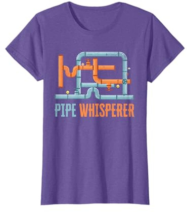 Plumbing Plumbers Apparel Pipe Whisperer Funny Plumbing Plumber Gift T-Shirt - Black, Small, Men's, Unisex-Adults, Long Sleeve, Cartoon Pattern, Casual, Crew Neck, T Back