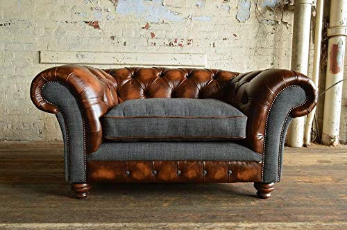 jvmoebel Leder Luxus Fernseh Relax Chesterfield Club Sessel Cheserfield Lounge 1 Sitzer