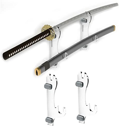 WANLIAN Schwerthalter, Schwerthaken, zweilagiger Acryl-Samurai-Schwert-Ständer, luxuriöser Tischständer für Katana- oder Wakizashi-Schwerter, kann alle Schwerter tragen (transparent)