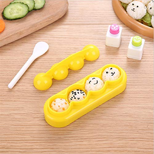 Reisform Cartoon Bento Maker Form Ball & Algen Nori Expression Cutter Bento Zubehör DIY Küchenwerkzeuge für Baby Kinder Mahlzeit, Set von 5