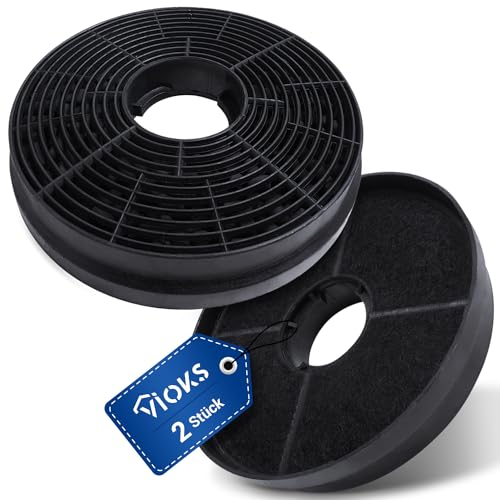 VIOKS Lot de 2 filtres à charbon de rechange pour hotte aspirante Respekta MIZ0058 MIZ 0058 PKM CF130 Candy 49040890 35602288 49040117 352C66 - Filtre rond à charbon actif pour hotte aspirante