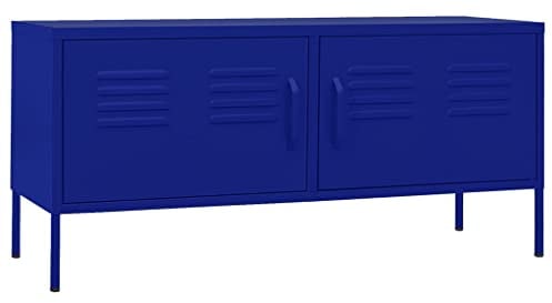 vidaXL TV Schrank mit 2 Türen Lowboard TV Möbel Tisch Board Sideboard Fernsehtisch Fernsehschrank HiFi-Schrank Marineblau 105x35x50cm Stahl