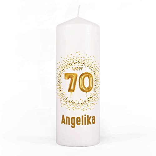 Herz & Heim® personalisierte Geburtstagskerze zum runden Geburtstag mit Wunschnamen 70. Geburtstag