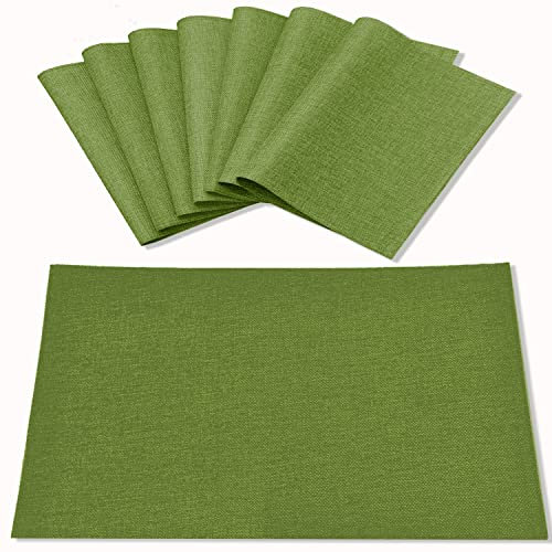 Rinpon Tischsets aus Stoff, 8 Stück, Leinentyp, Stoff, maschinenwaschbar, Platzsets, hitzebeständig, knitterfrei, Dickes Polyester, Küchen-Tischsets für den Esstisch (Grün)