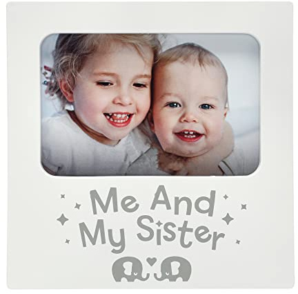 Kate & Milo Me and My Sister Frame, Baby Keepsake Frame, Sibling Picture Frame, Big Brother or Big Sister Gift, Elephants