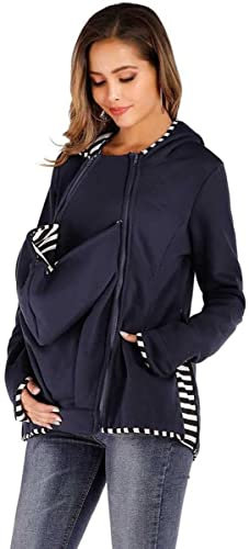 Veste De Portage 2 En 1 Pour Maman Et Bébé Avec Insert - Veste D'allaitement Kangourou En Molleton De Maternité Pour Femme À Capuche - Chaude 1,M