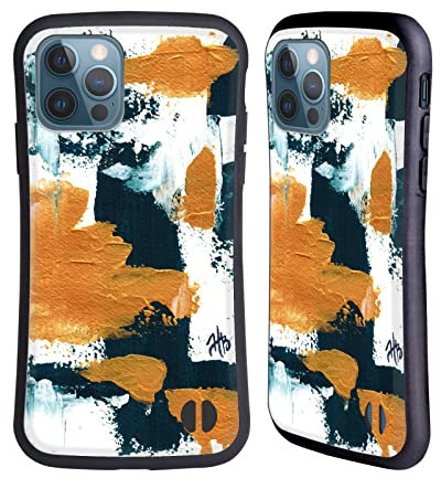 Head Case Designs Offizielle Haley Bush Abstrakt Marinen Gold Weiß Muster Gemaelde Hybride Handyhülle Hülle Huelle kompatibel mit Apple iPhone 12 / iPhone 12 Pro