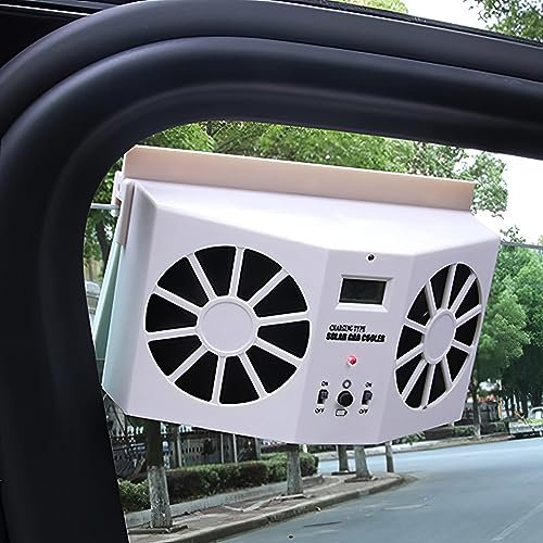 Baceyong Ventilateur de radiateur de voiture, Ventilateur d'extraction de voiture à énergie solaire, purificateurs d'air de radiateur d'évent à économie d'énergie 2W ABS