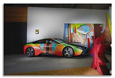 Supercar Poster für BMW I8 Sportwagen, dekoratives Gemälde, Leinwand, Wand- und Kunstbild, Familien-Schlafzimmer, Dekoration, 40 x 60 cm