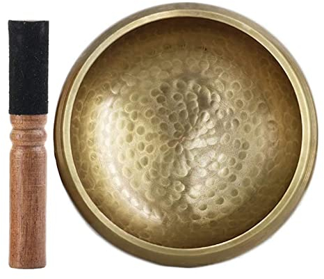 UVCMDUI 7 Métaux Artisanal Bol Musical Bols Chantant Tibétain avec Maillet et Coussin pour Yoga Méditation Prière Relaxation Soulagement de Stress et Anxiété Guérison,17.5cm