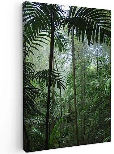MuchoWow© Leinwand Bilder 40x60 cm Wanddeko Wohnzimmer Aesthetic Room Decor Deko Zimmer Wandbilder Modern Fotogeschenke Regenwald - Dschungel - Bäume - Pflanzen - Natur - Grün