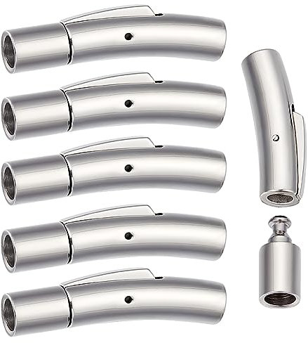 UNICRAFTALE 6 Stk Armband Verschlüsse 304 Edelstahl Säulen Bajonett Halsketten Verschlüsse Bajonettverschlüsse Lederband Schmuckverschlüsse Für Armbänder Halsketten Schmuckherstellung Loch 4.3mm