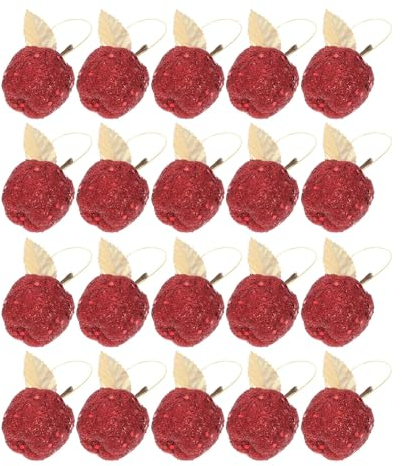 Warmhm 20 Stück Weihnachtsbaum-Apfel-Förmige Hängeornamente Mini-Apfel-Ornamente Zum Aufhängen Mini-Weihnachts-Apfel-Ornamente Für Feiertage Weihnachtsfeiern Dekorationszubehör